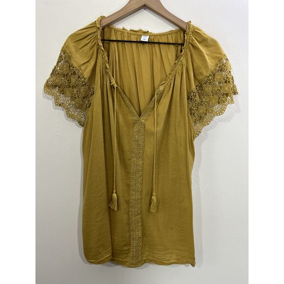 Bohemian Lace Peasant Top XL Cottagecore Hippie Festival Gypsy Ethereal Earthy - Picture 1 of 14